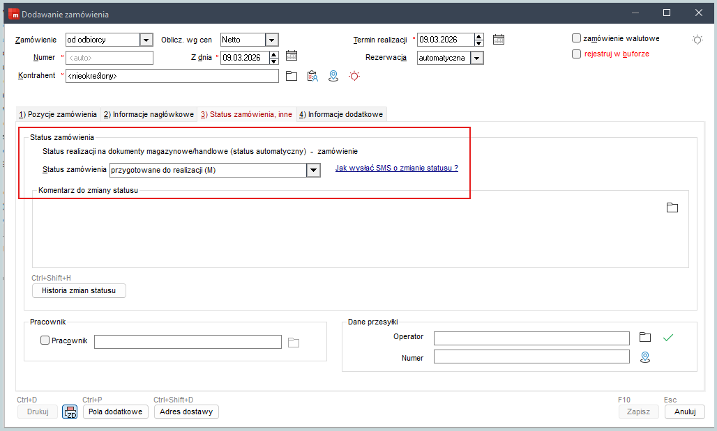 Zmiana statusu zamówienia w Wapro Mag