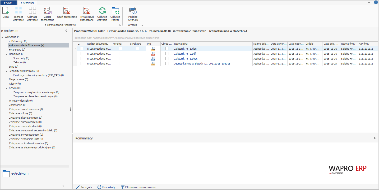 E-formularz sprawozdania finansowego w module e-Dokumenty