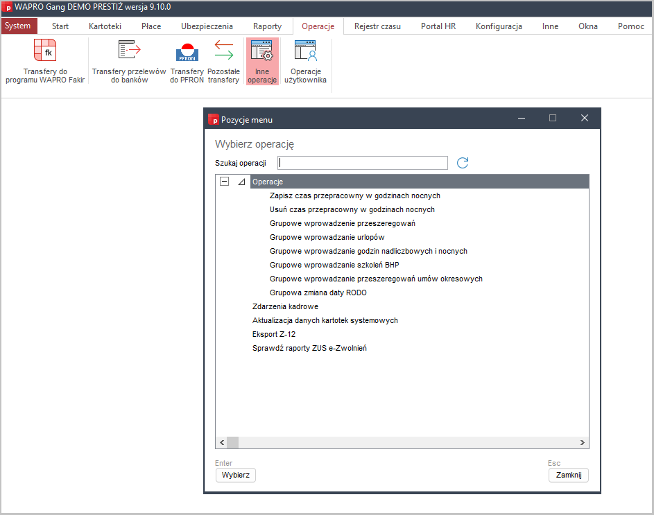 Aktualizacja danych kartotek systemowych w Wapro Gang