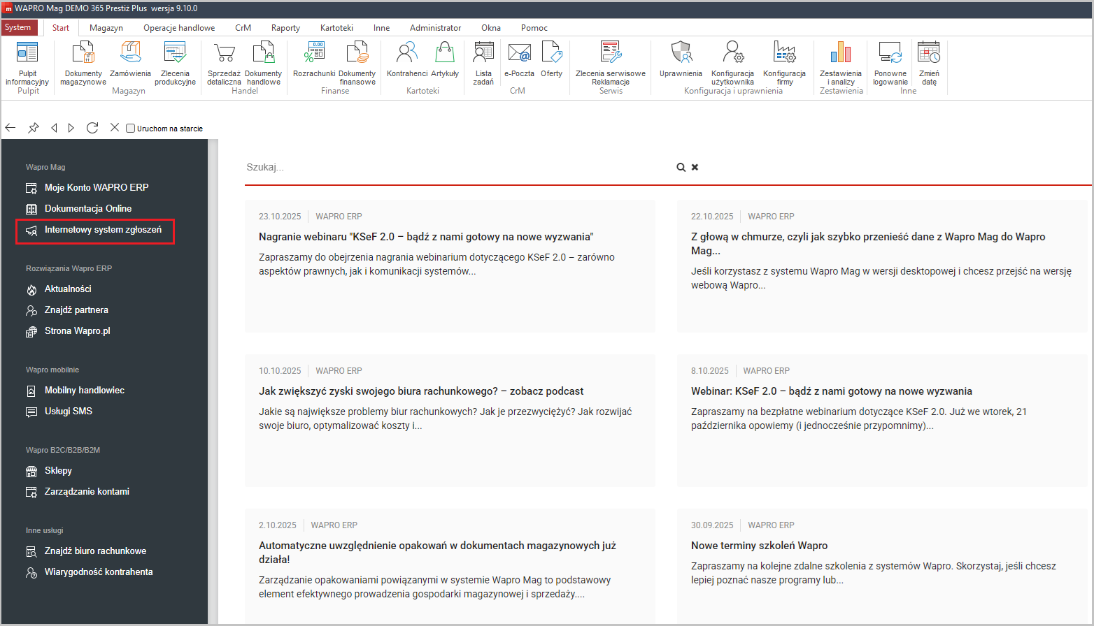 Dostęp do IHD Dostęp do IHD bezpośrednio z aplikacji Wapro ERP