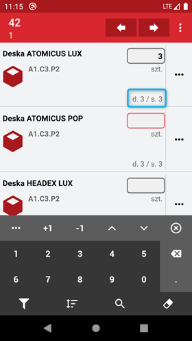 Ekran weryfikacji stanów w Mobilnym magazynierze