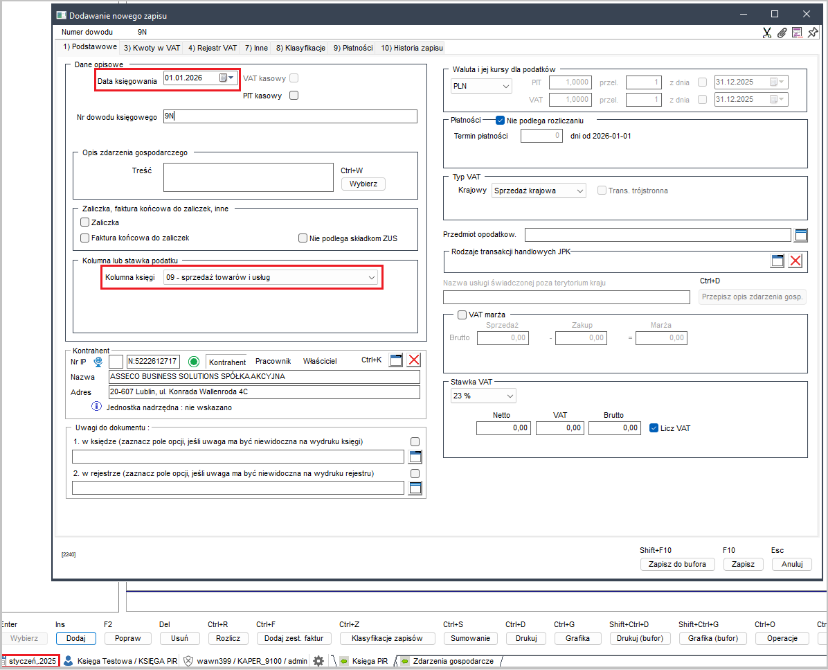 Dodawanie zdarzenia gospodarczego w Wapro Kaper