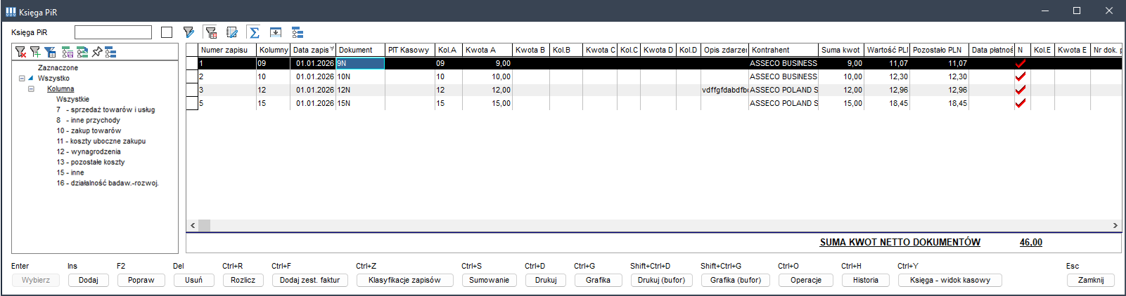Przeglądarka księgi i filtry KPiR w Wapro Kaper w 2026 r.