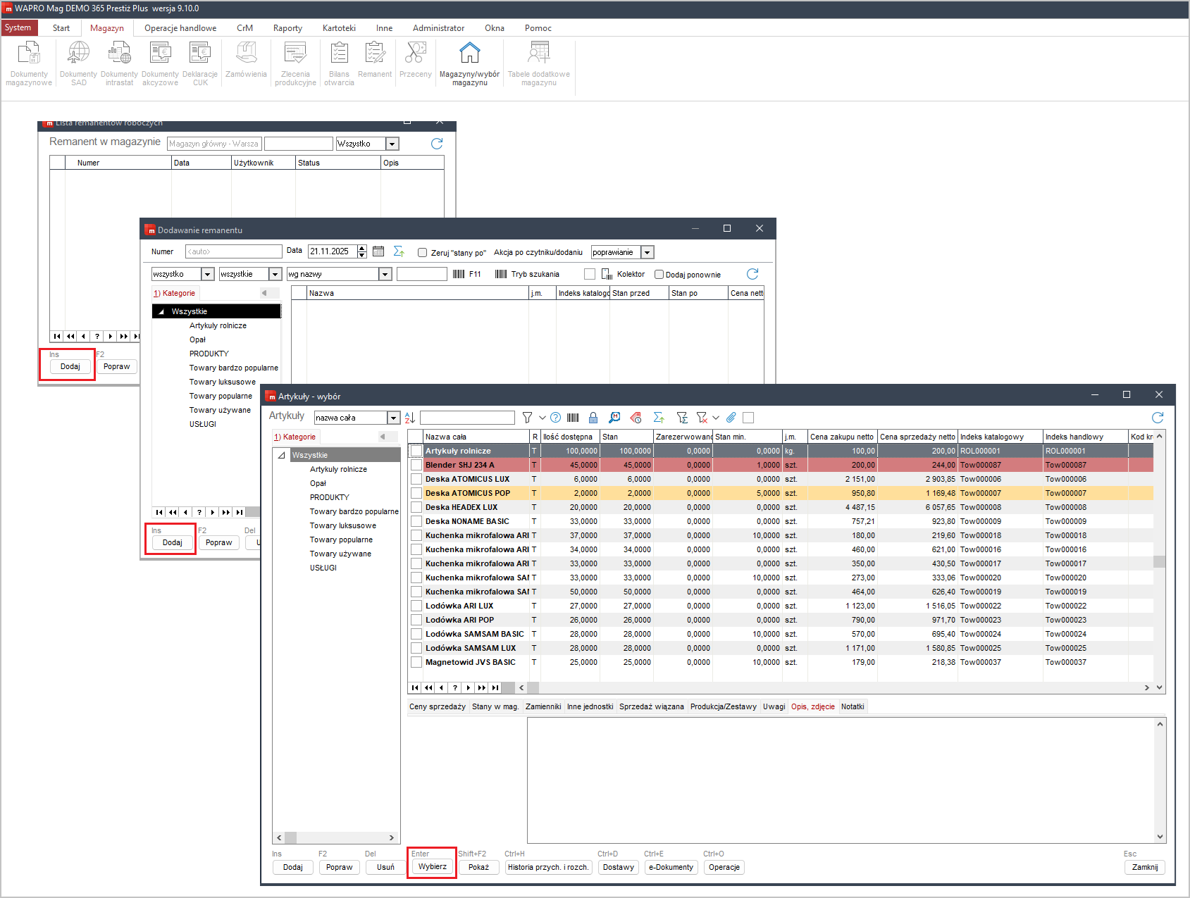 Wykonanie remanentu w Wapro Mag
