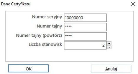 Administrator Wapro ERP – dane certyfikatu