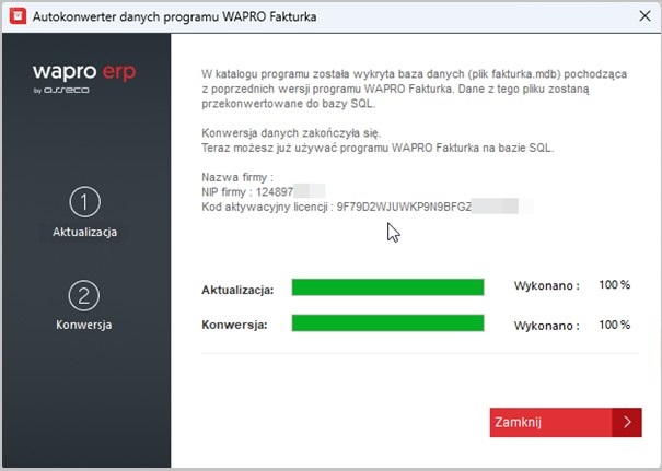 7 Konwerter danych programu Wapro Fakturka – zakończenie konwersji