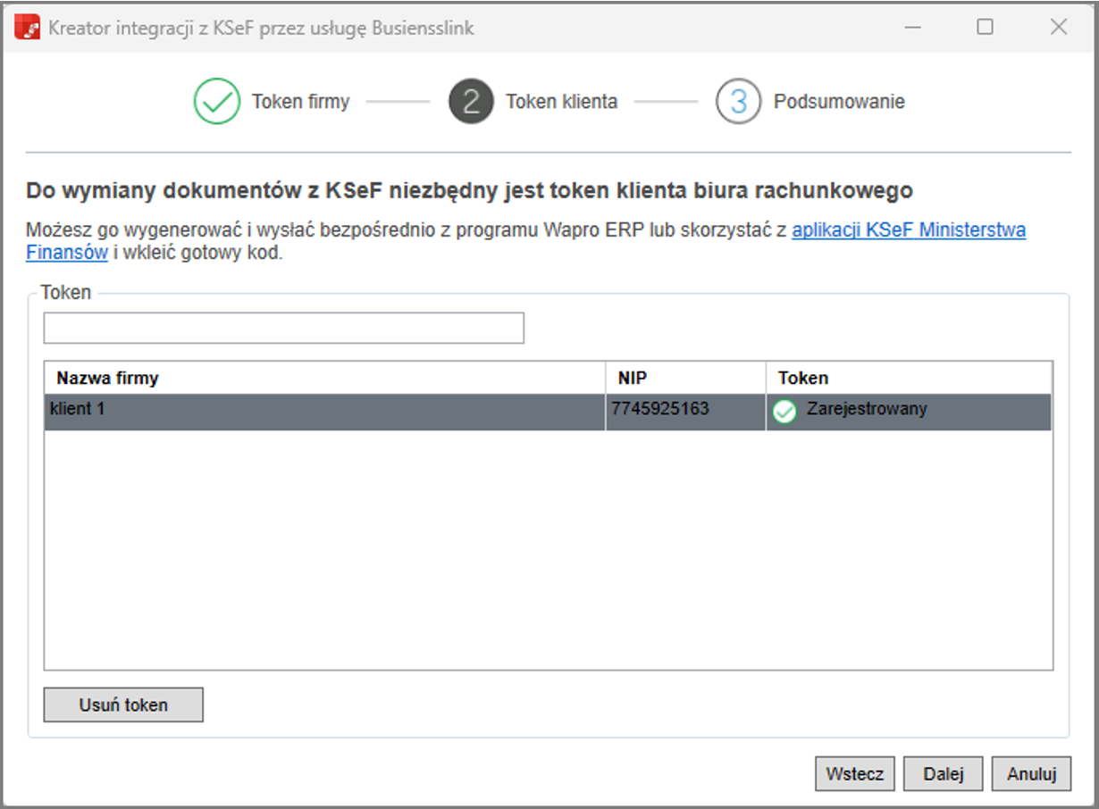 Integracja usługi Businesslink z KSeF – rejestracja tokena biura