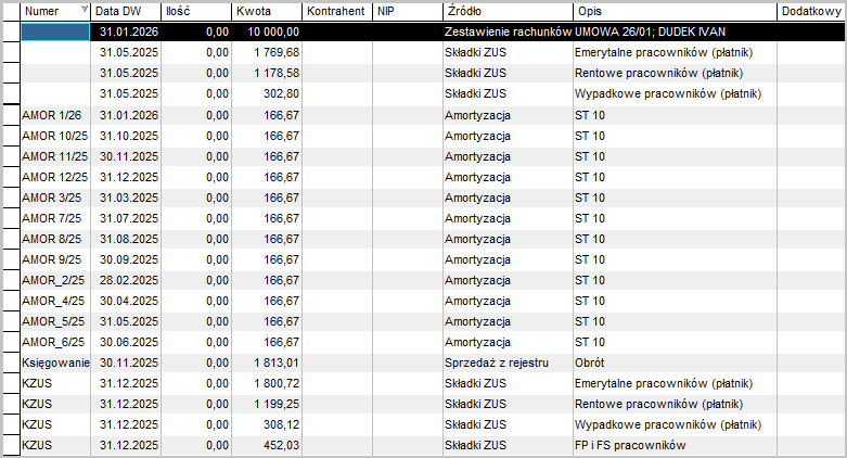 Przeglądarka pozycji dowodów wewnętrznych w Wapro Kaper