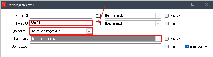 Definiowanie dekretu w Wapro Fakir