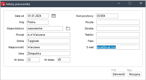 obraz4 Formatka Adresy pracownika w Wapro Gang