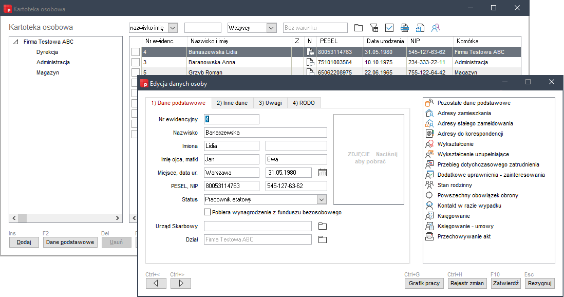 obrazek2 Formatka edycji danych pracownika w Wapro Gang