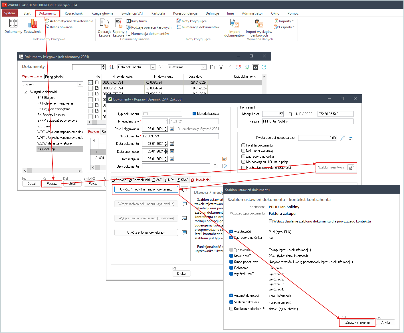 Tworzenie szablonu dokumentu w Wapro Fakir