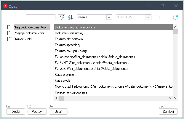 obrazek1 Słownik opisów dokumentów w Wapro Fakir