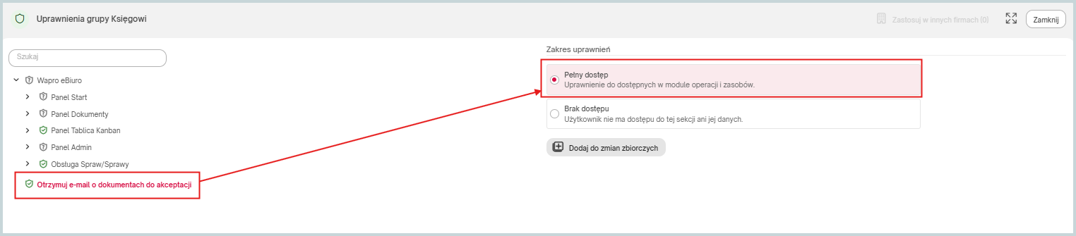obrazek10922 Konfiguracja akceptacji dokumentów przez e-mail w Wapro eBiuro – ustawienie uprawnień użytkownika do otrzymywania formularzy akceptacyjnych